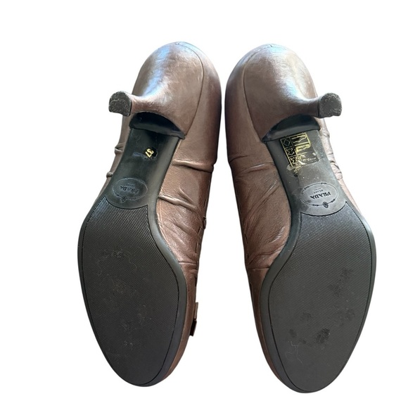 Vintage Prada Brown Leather Heels bow detailing&Prada logo on the front 37 - Picture 5 of 6